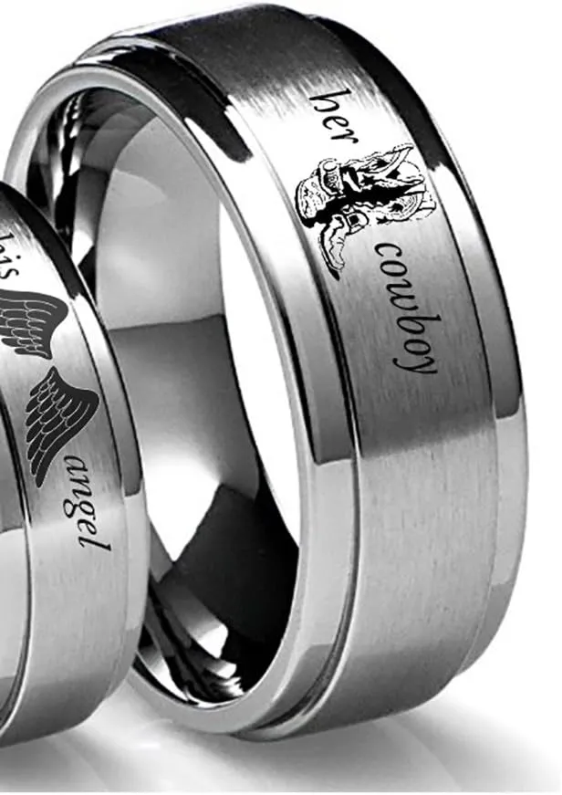 Southern Designs Her Cowboy Rings in Silver That Matches His Angel Couples Rings (12)