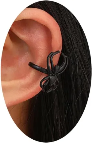 Spider Ear Cuff Earrings for Women Gothic Punk Vintage Spider Cartilage Clip on Wrap Earrings No Piercing Halloween Jewelry