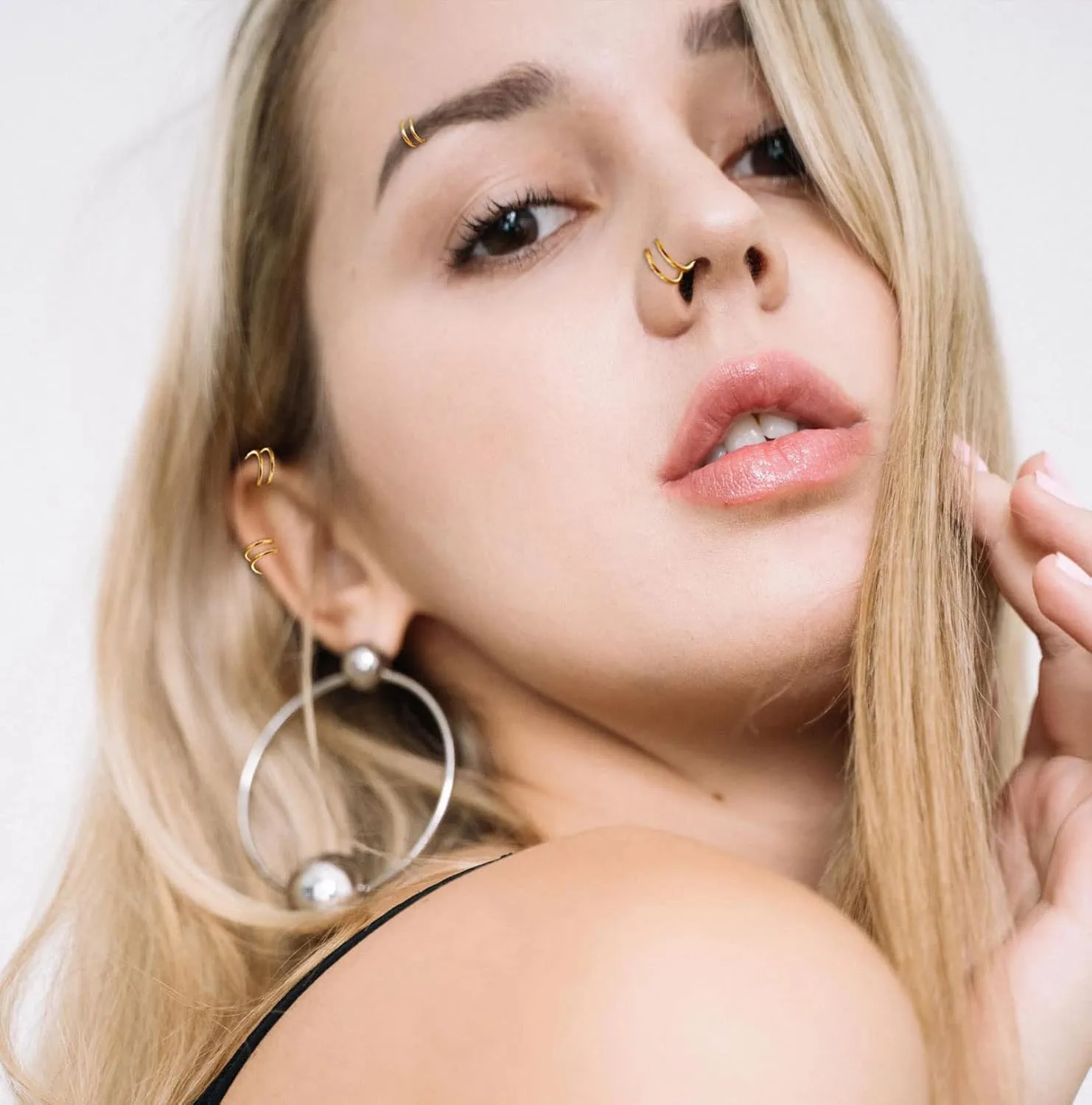 Spiral Nose Ring - 20G & 18G Double Hoop, Single Piercing, Right & Left, Surgical Steel