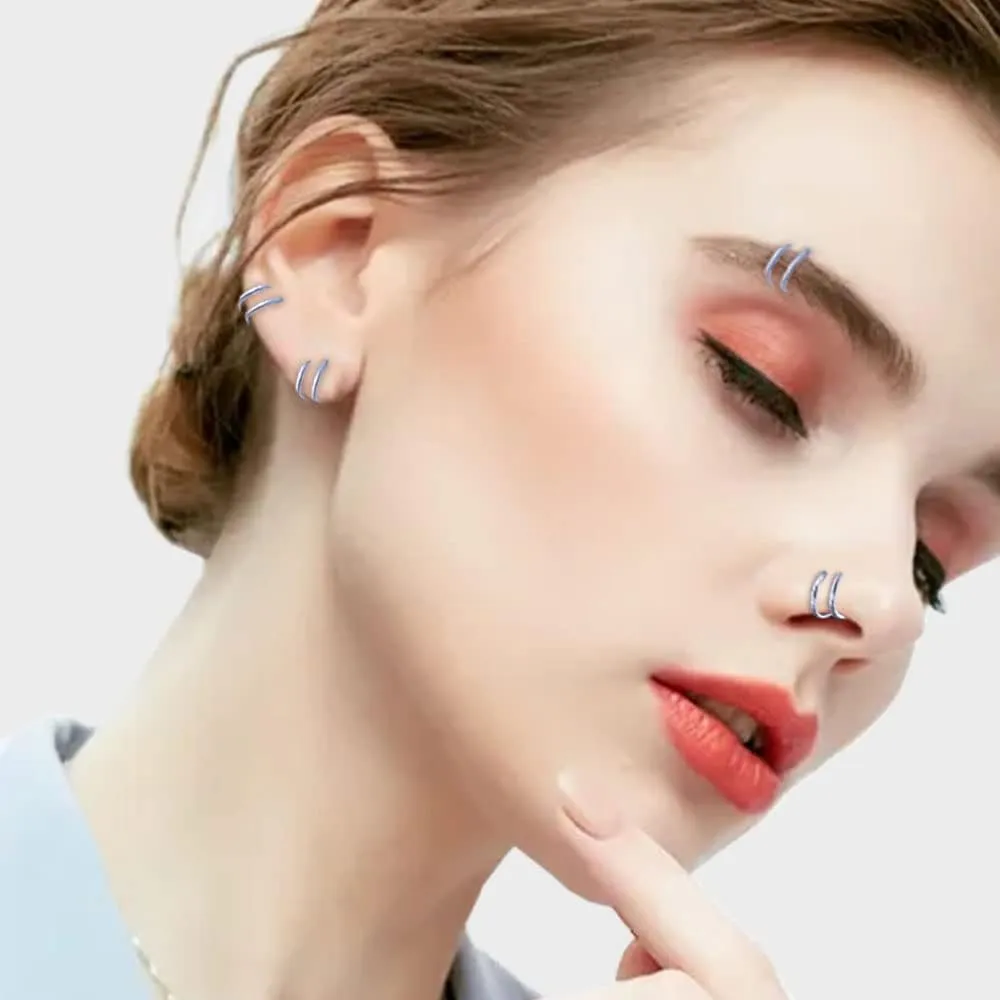 Spiral Nose Ring - 20G & 18G Double Hoop, Single Piercing, Right & Left, Surgical Steel