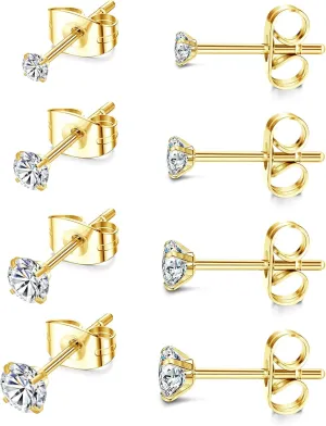Staligue Titanium Stud Earrings for Sensitive Ears 2-5MM Cubic Zirconia Ball Dot Hypoallergenic Implant Grade Pure Titanium Earrings Studs for Women