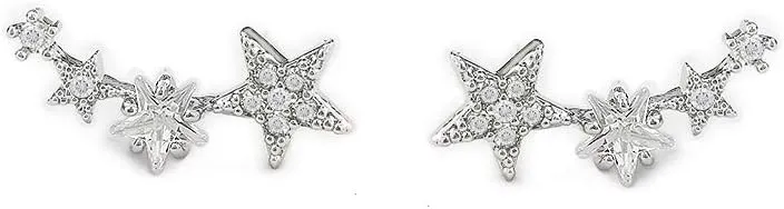 Star Cuff Wraps Crawler CZ Stud Earrings for Women Cartilage Helix Post Back Studs Minimalist Fashion Climber Jackets Hypoallergenic Jewelry Gifts for Teen Daughter Bff 21st Birthday