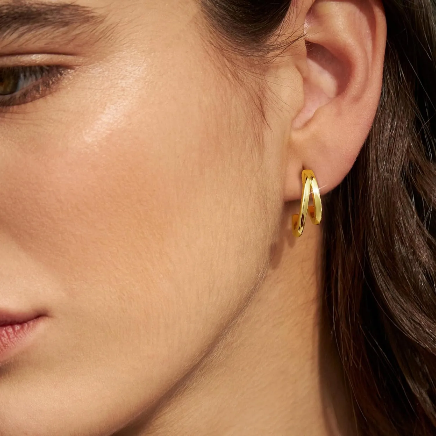 Stud Earrings Sets for Women Non Piercing - Small 14K Gold/Silver Plated CZ Thin Pearl Huggie Hoop Earring Hypoallergenic Dainty Ear Cuff Trendy Gifts