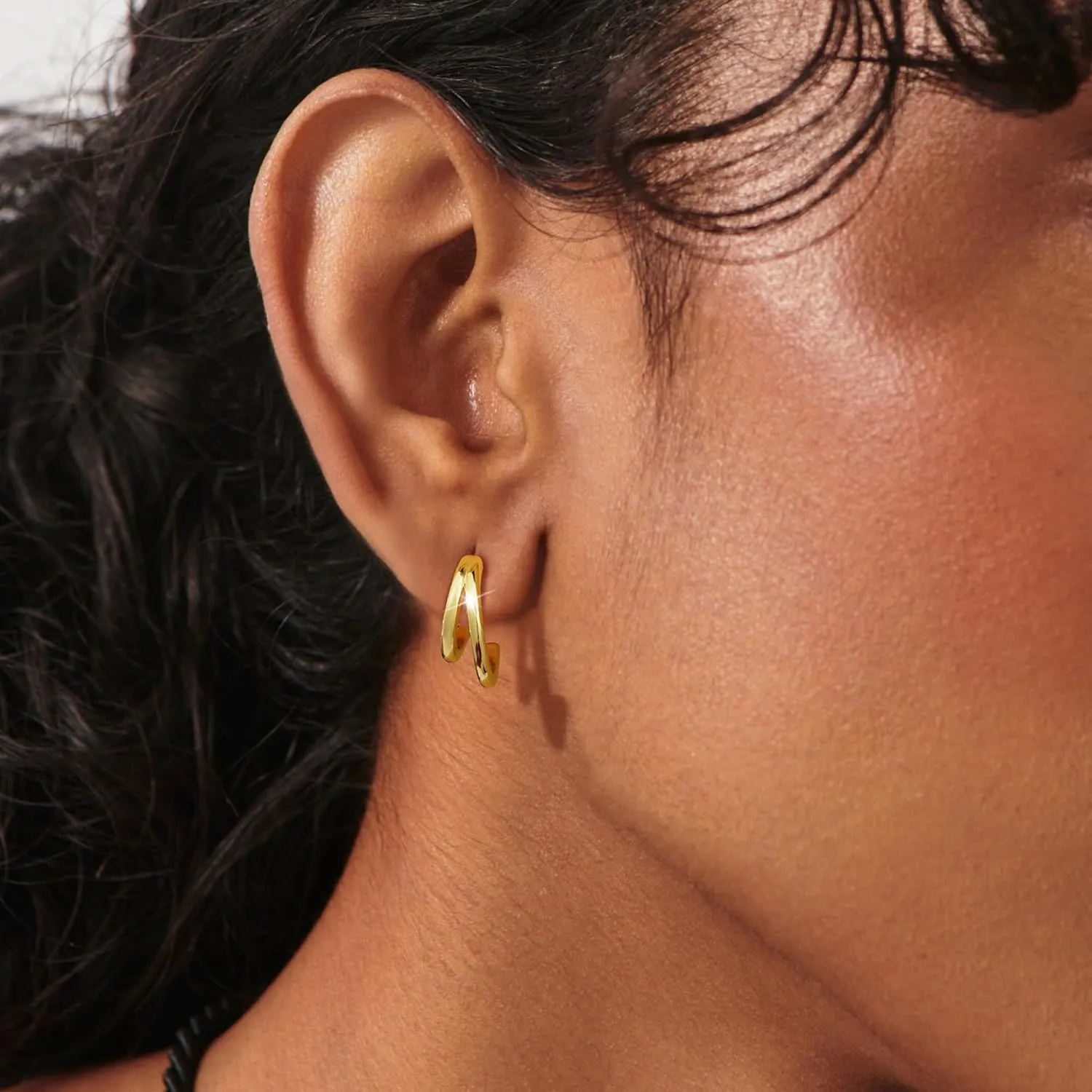 Stud Earrings Sets for Women Non Piercing - Small 14K Gold/Silver Plated CZ Thin Pearl Huggie Hoop Earring Hypoallergenic Dainty Ear Cuff Trendy Gifts