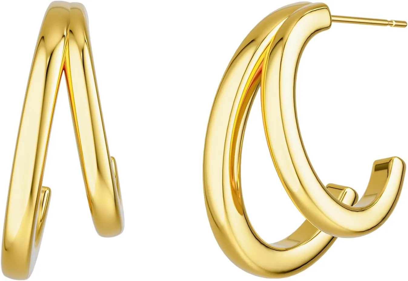 Stud Earrings Sets for Women Non Piercing - Small 14K Gold/Silver Plated CZ Thin Pearl Huggie Hoop Earring Hypoallergenic Dainty Ear Cuff Trendy Gifts