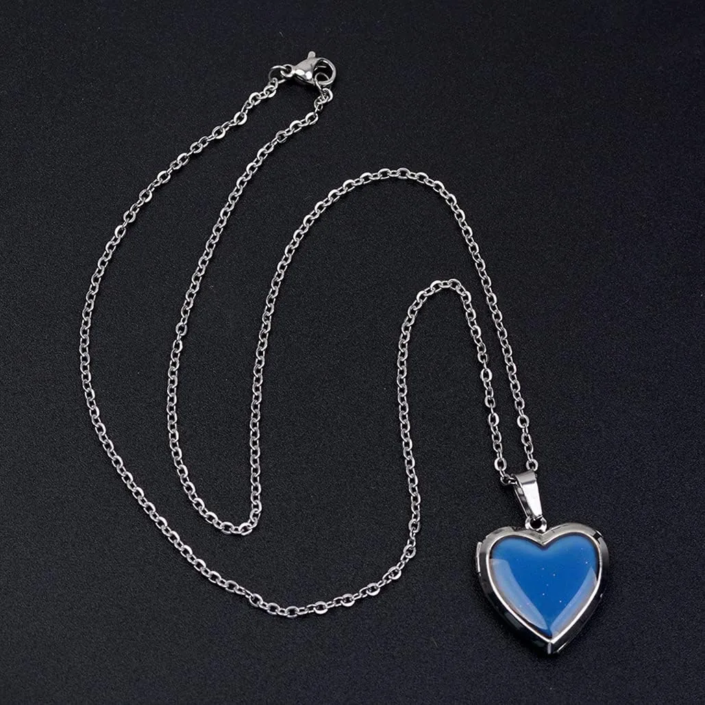 Temperature Sensing Color Changing Pendant Necklace Love Heart Butterfly Turtle Dolphin Moon Star Mood Necklace for Girl Women Gift