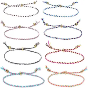 Thin Rope Unisex Anklet Bracelet Adjustable Boho Surfer Anklet Bracelet Handmade Beach Anklet Boho Colorful Ankle Bracelet Bohemia Anklet Chain Jewelry Festival Accessories 8 Pieces (Cotton rope weaving 8pcs)