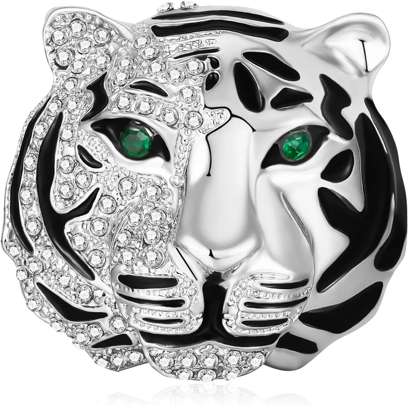 Tiger Head Brooch Pin Crystal Animal Pin Retro Tiger Head Badge Lapel Pin for Men Gift