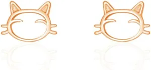 Tiny Cat Stud Earrings S925 Sterling Silver Minimalist Cute Animal Pet Small Cartilage Earring Studs Posts Ear Piercing Christmas Jewelry Hypoallergenic for Women