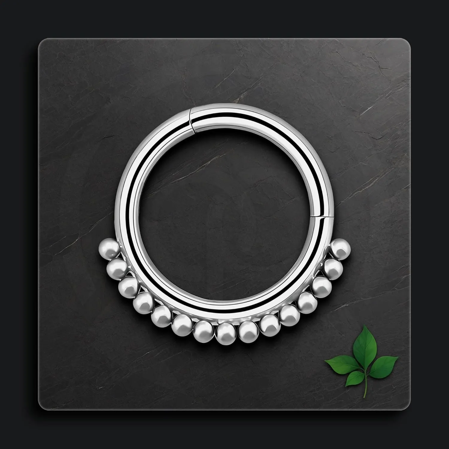 Titanium Clicker Ring with Small Beads, Septum Clicker, Piercing Ring, Daith Earring, Septum Jewelry, Nose Hoop