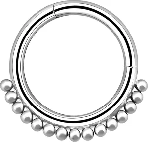 Titanium Clicker Ring with Small Beads, Septum Clicker, Piercing Ring, Daith Earring, Septum Jewelry, Nose Hoop