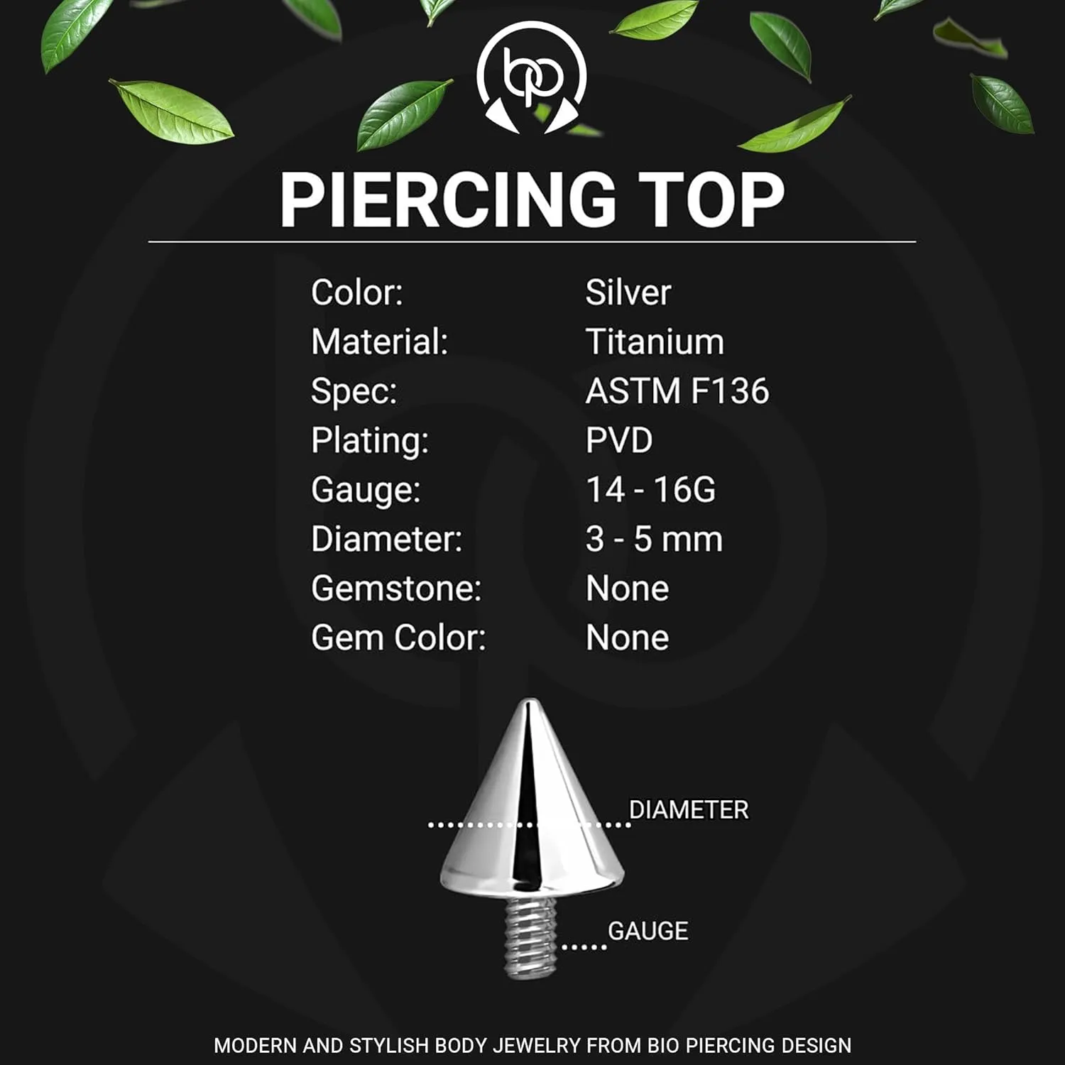 Titanium Spike Tops, Ball Tops, Horseshoe Circular Barbell Bars, Internal Threads, Nose Ring, Ear Piercing, Helix Hoop, Septum Jewelry