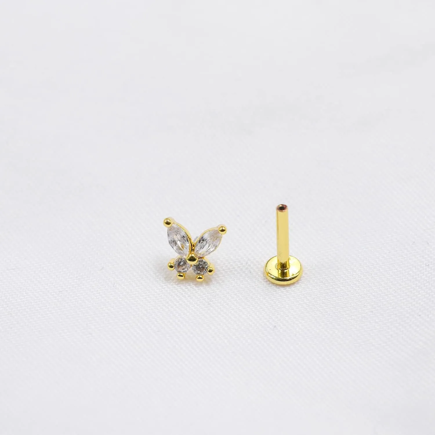 Top Push in Threadless 316L Surgical Steel Flat Back Stud for Nose Heart CZ Lip Stud Bone Studs Nose Piercing Jewelry for Women Men