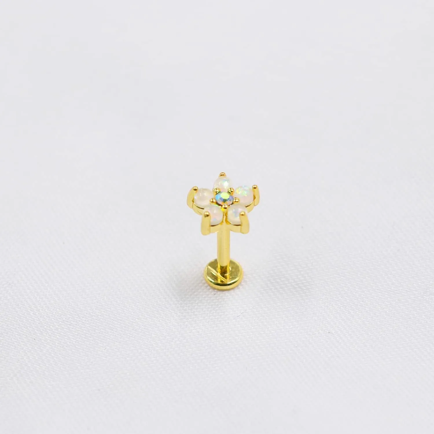 Top Push in Threadless 316L Surgical Steel Flat Back Stud for Nose Heart CZ Lip Stud Bone Studs Nose Piercing Jewelry for Women Men