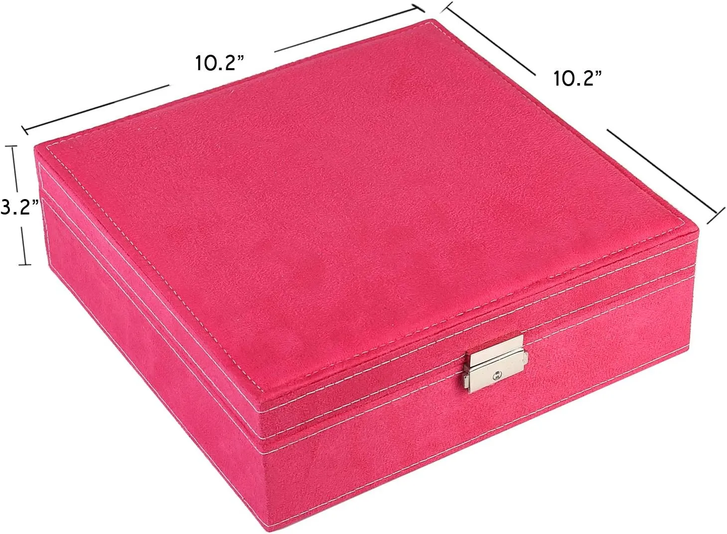 Two-Layer Jewelry Box Organizer Display Storage case with Lock (Rose)
