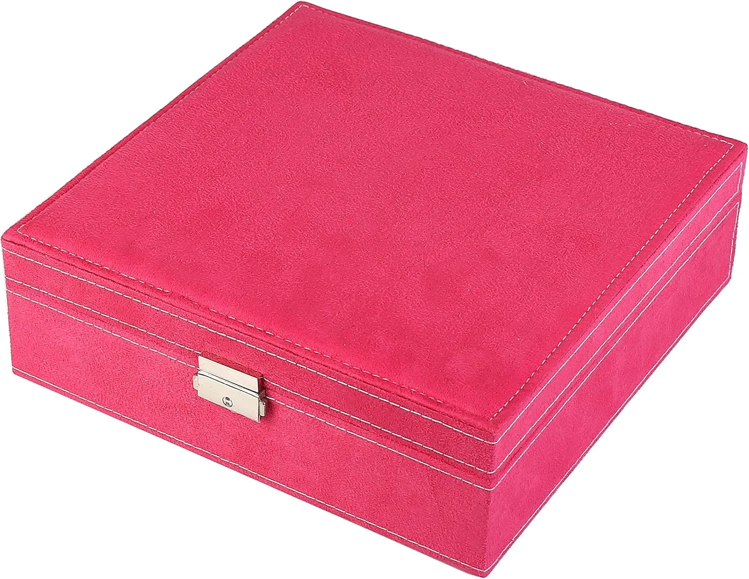Two-Layer Jewelry Box Organizer Display Storage case with Lock (Rose)