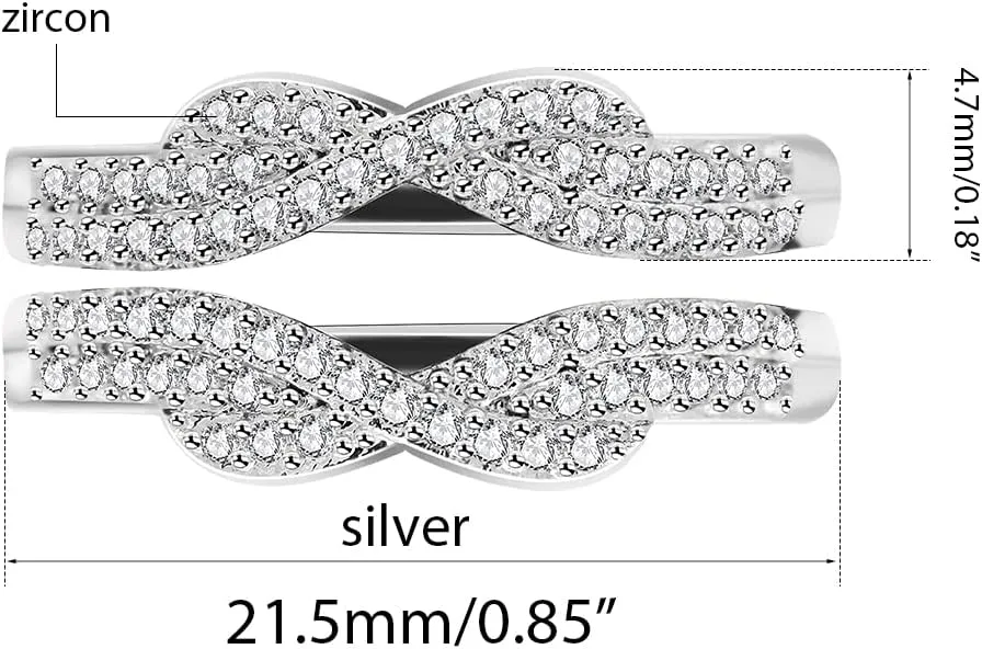 Uloveido Simulated Diamond Princess Crown Ring Wraps and Enhancers Wedding Engagement Rings Guard Enhancer