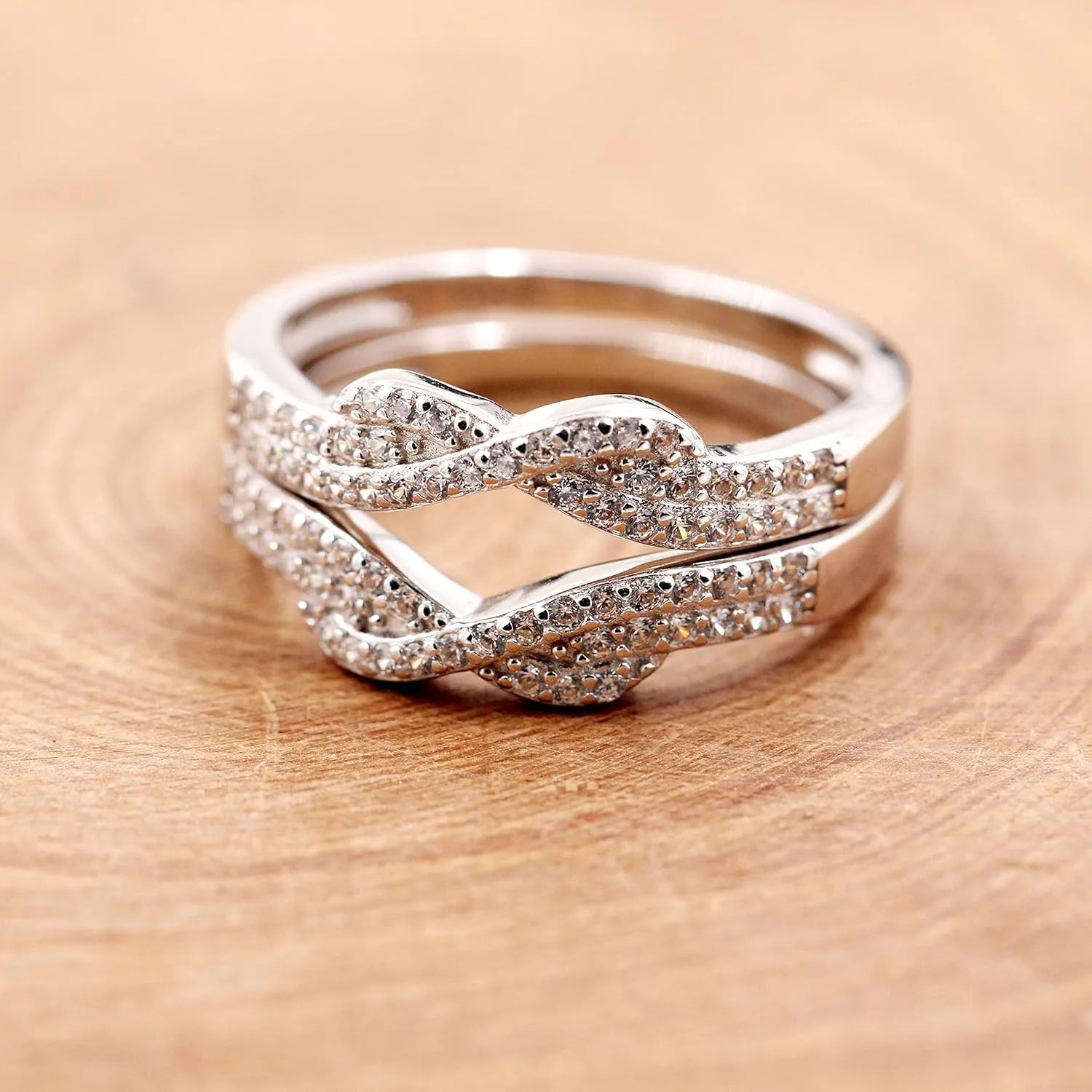 Uloveido Simulated Diamond Princess Crown Ring Wraps and Enhancers Wedding Engagement Rings Guard Enhancer