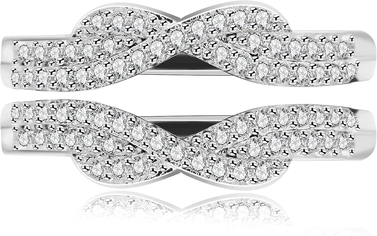 Uloveido Simulated Diamond Princess Crown Ring Wraps and Enhancers Wedding Engagement Rings Guard Enhancer