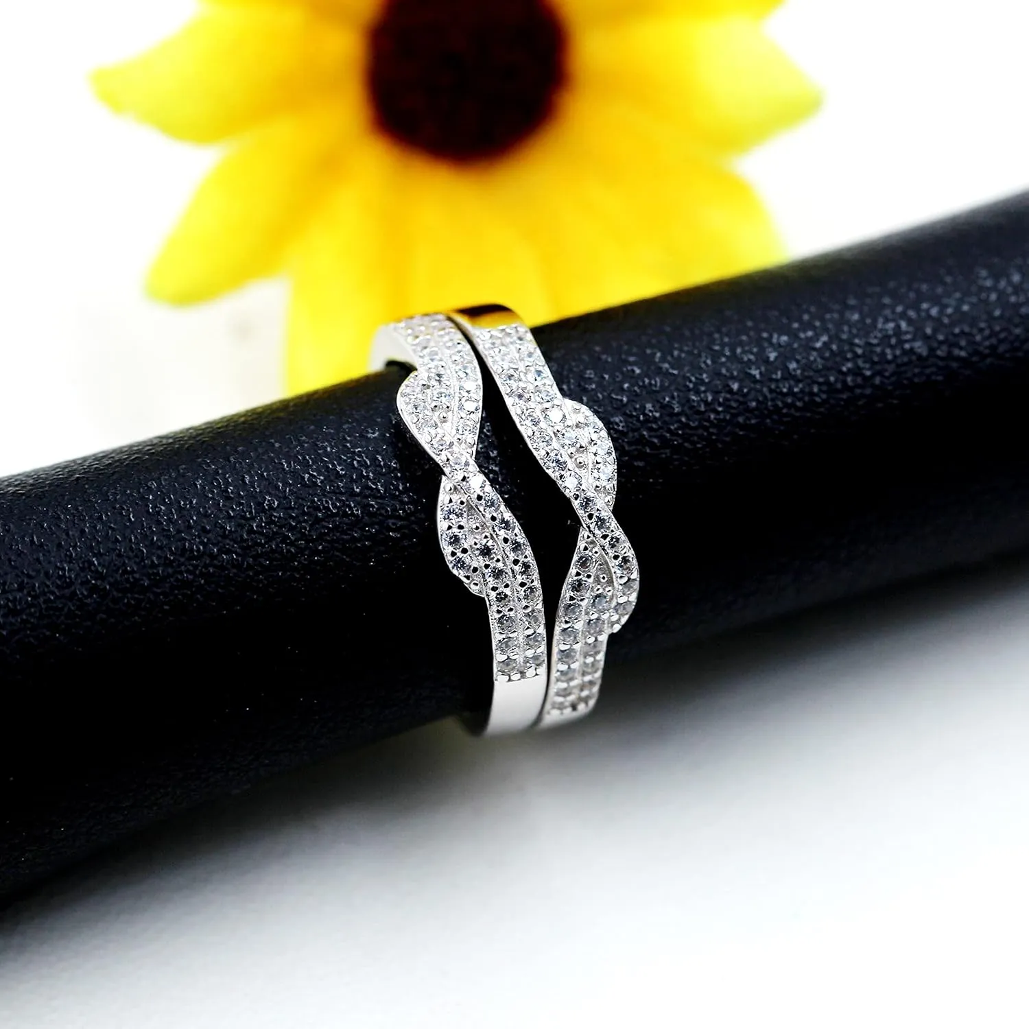 Uloveido Simulated Diamond Princess Crown Ring Wraps and Enhancers Wedding Engagement Rings Guard Enhancer