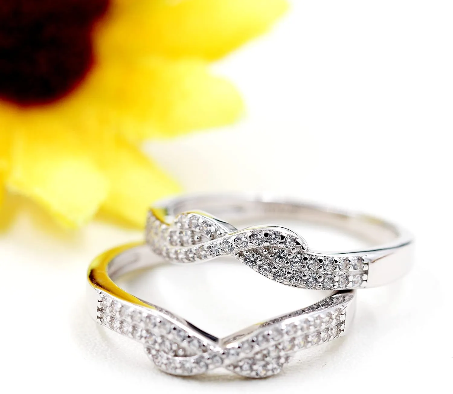 Uloveido Simulated Diamond Princess Crown Ring Wraps and Enhancers Wedding Engagement Rings Guard Enhancer