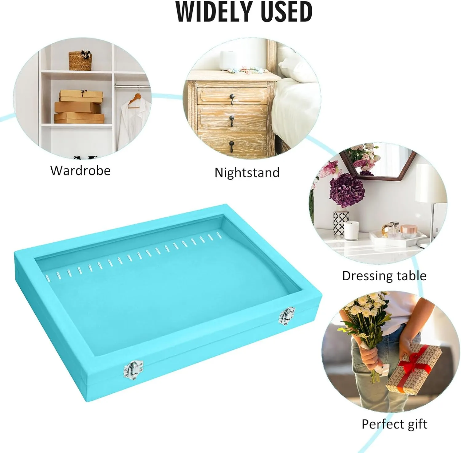 Velvet Necklace Display Jewelry Tray 20 Hook Necklace Tray Necklace Pendant Jewelry Tray for Women and Girls