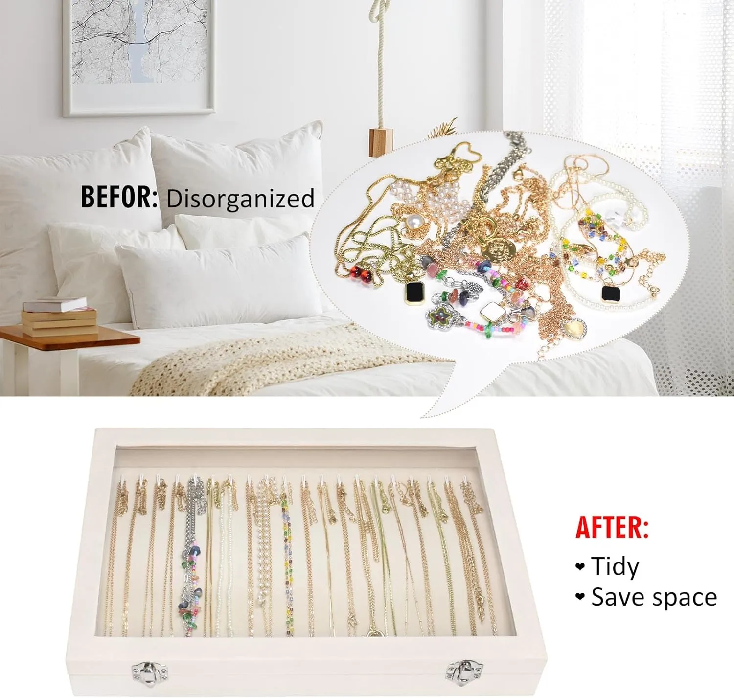 Velvet Necklace Display Jewelry Tray 20 Hook Necklace Tray Necklace Pendant Jewelry Tray for Women and Girls