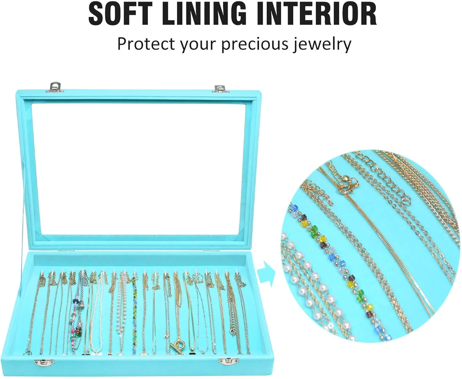 Velvet Necklace Display Jewelry Tray 20 Hook Necklace Tray Necklace Pendant Jewelry Tray for Women and Girls