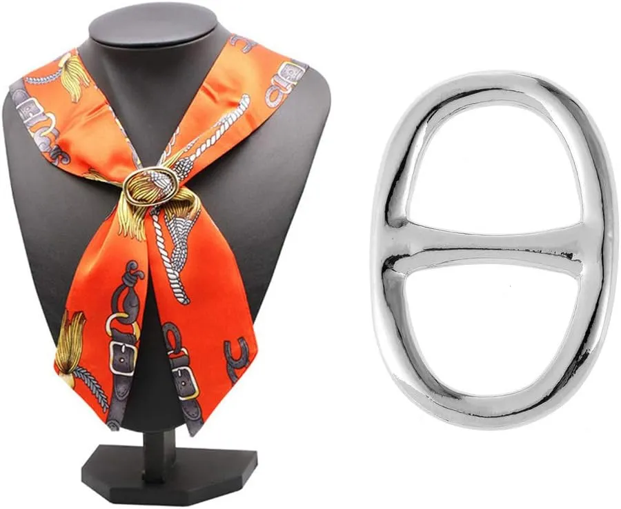 Vpang Oval Silk Scarf Clip Metallic Scarf Buckle Scarf Ring Silk Clasp Ring