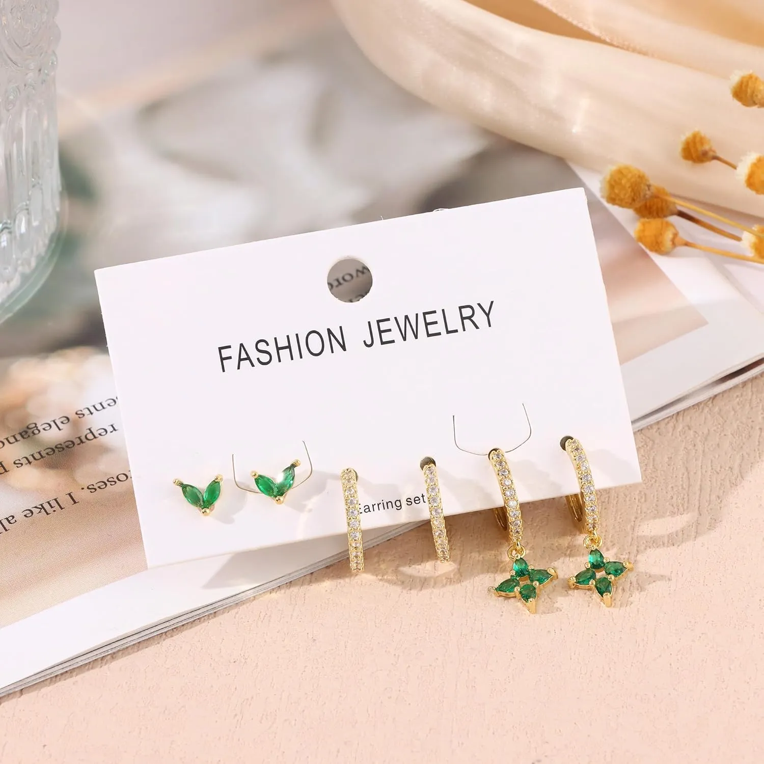 WAINIS Cartilage Stud Earrings Set for Women 14k Gold Tone Hypoallergenic Earring Small Multiple Piercing Hoop Earrings Jewelry