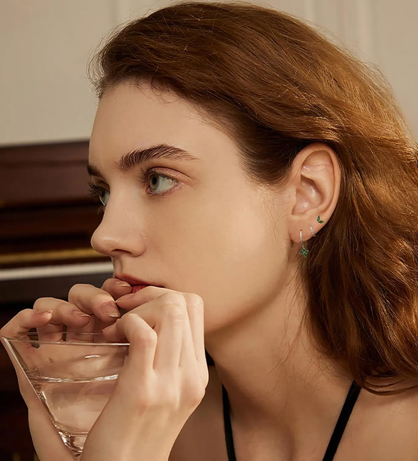 WAINIS Cartilage Stud Earrings Set for Women 14k Gold Tone Hypoallergenic Earring Small Multiple Piercing Hoop Earrings Jewelry