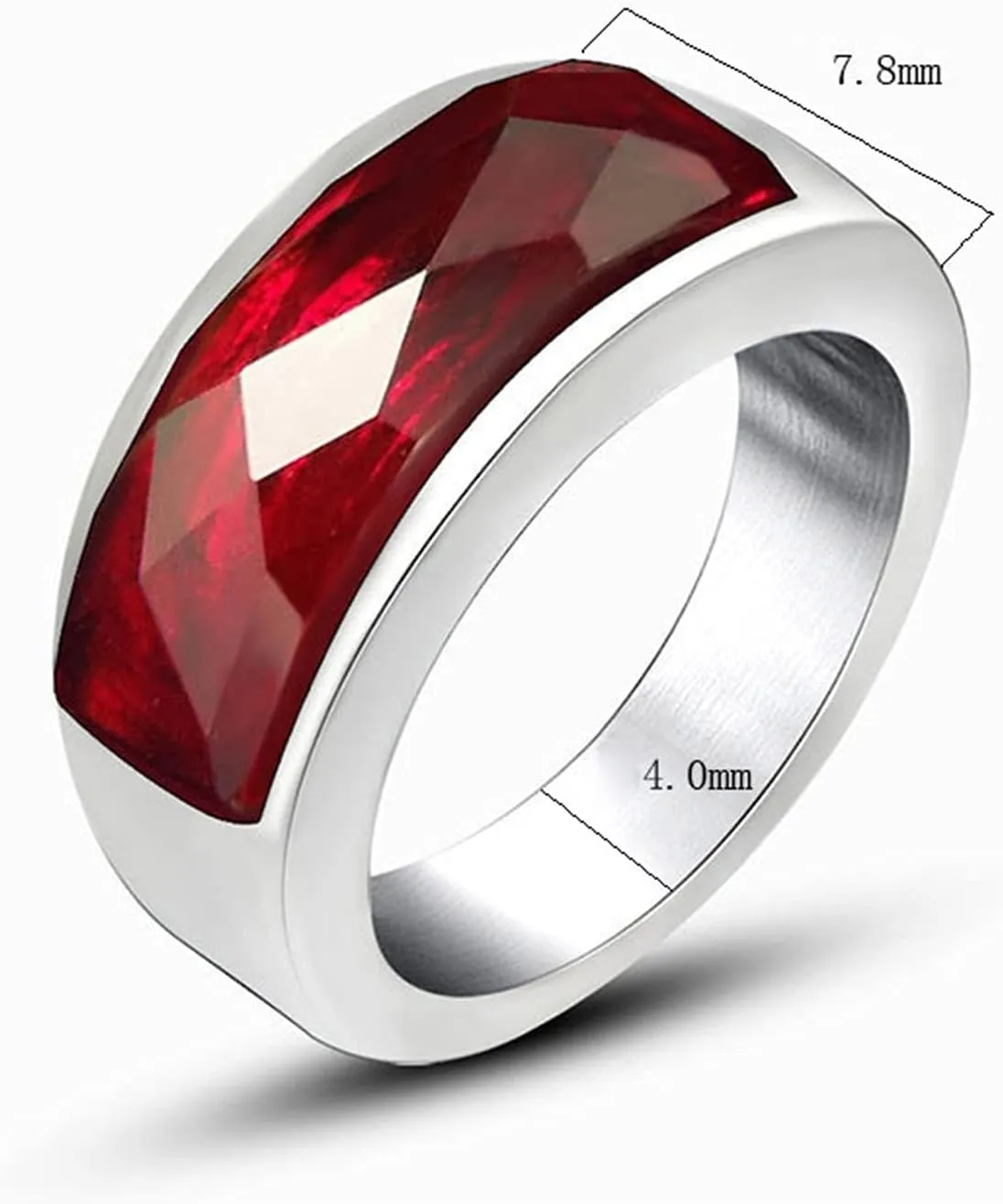 Wedding Bands Sets for Him and Her Black Red, Titanium Steel Rings Square Stone