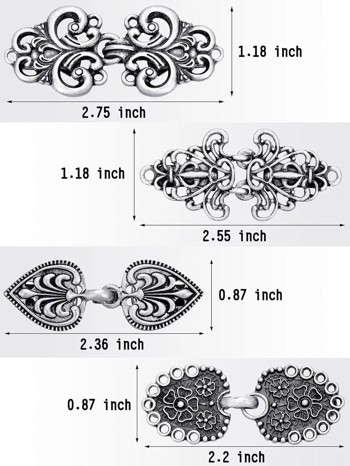 WILLBOND 4 Pieces Vintage Sweater Swirl Clip Cape Cloak Retro Cardigan Shawl Collar Clasp Dress Shirt Brooch Clip