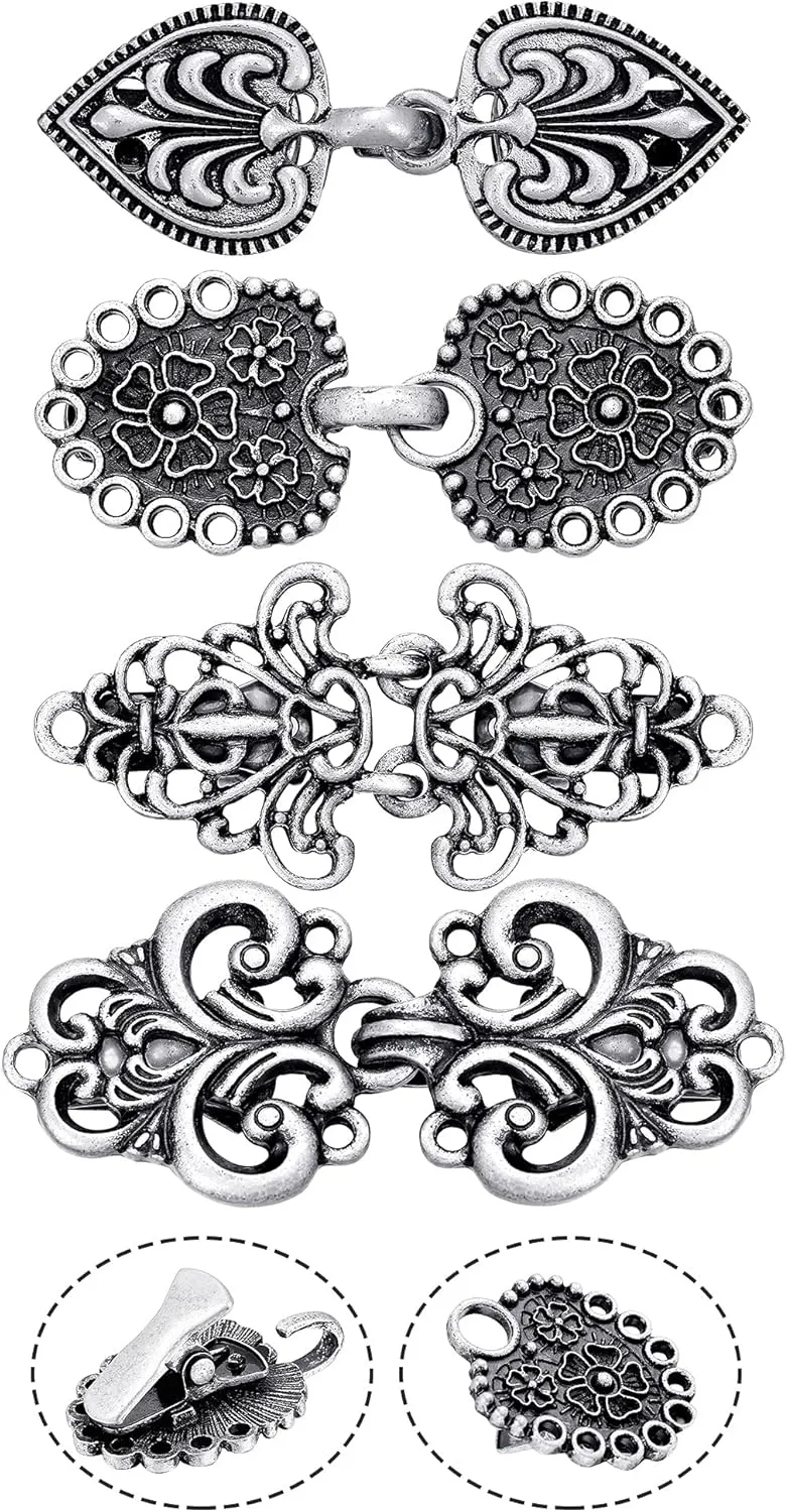 WILLBOND 4 Pieces Vintage Sweater Swirl Clip Cape Cloak Retro Cardigan Shawl Collar Clasp Dress Shirt Brooch Clip