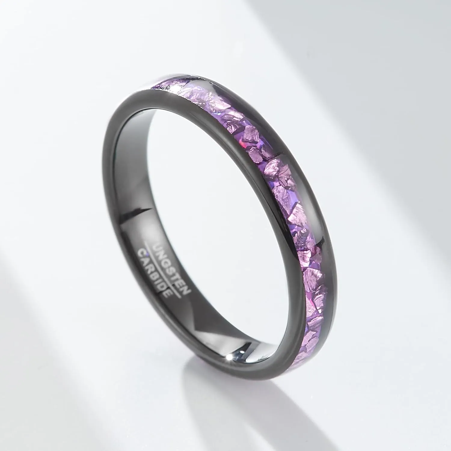 Women's wedding ring, men's jewelry, purple couple's ring with crystal inlay, width 4mm/8mm