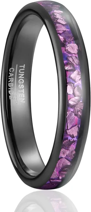 Women's wedding ring, men's jewelry, purple couple's ring with crystal inlay, width 4mm/8mm