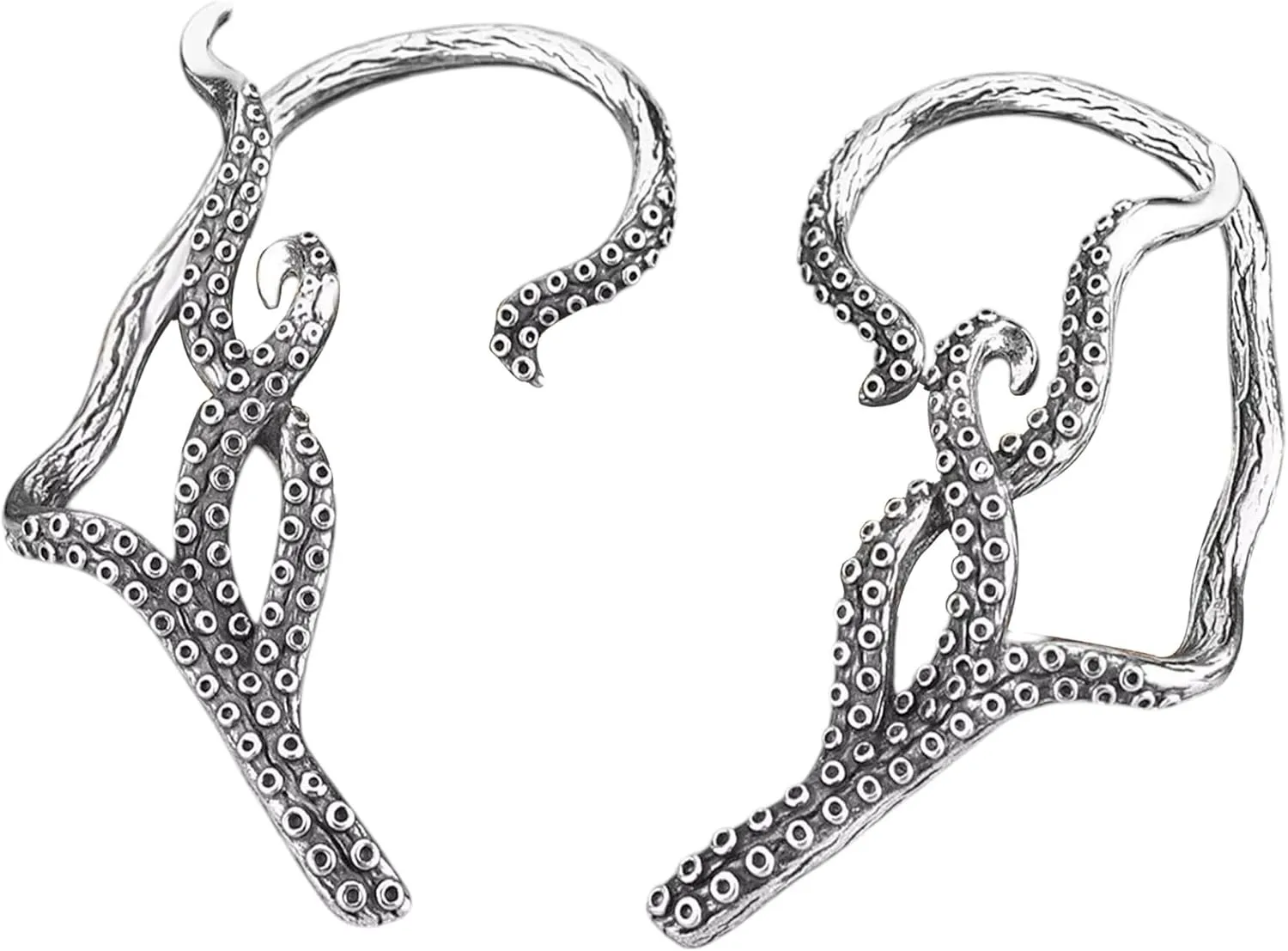 Wrap Around Octopus Cuff Earrings 316L Stainless Steel Above Ear Pirate Sea Life