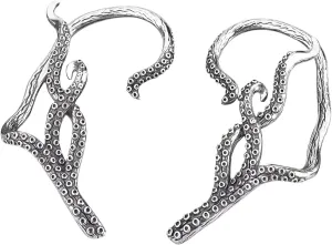 Wrap Around Octopus Cuff Earrings 316L Stainless Steel Above Ear Pirate Sea Life