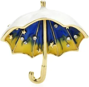 Wuli&baby White Enamel umbrella Little Cute Brooch Pins For Children Jewelry Gift