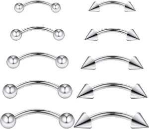 Yaalozei 16G 14G Eyebrow Rings Rook Piercing Jewelry Surgical Steel Curved Barbells Snake Eye Tongue Rings Vertical Lip Belly Rings Cartilage Helix Daith Earrings Piercing Jewelry for Women Men