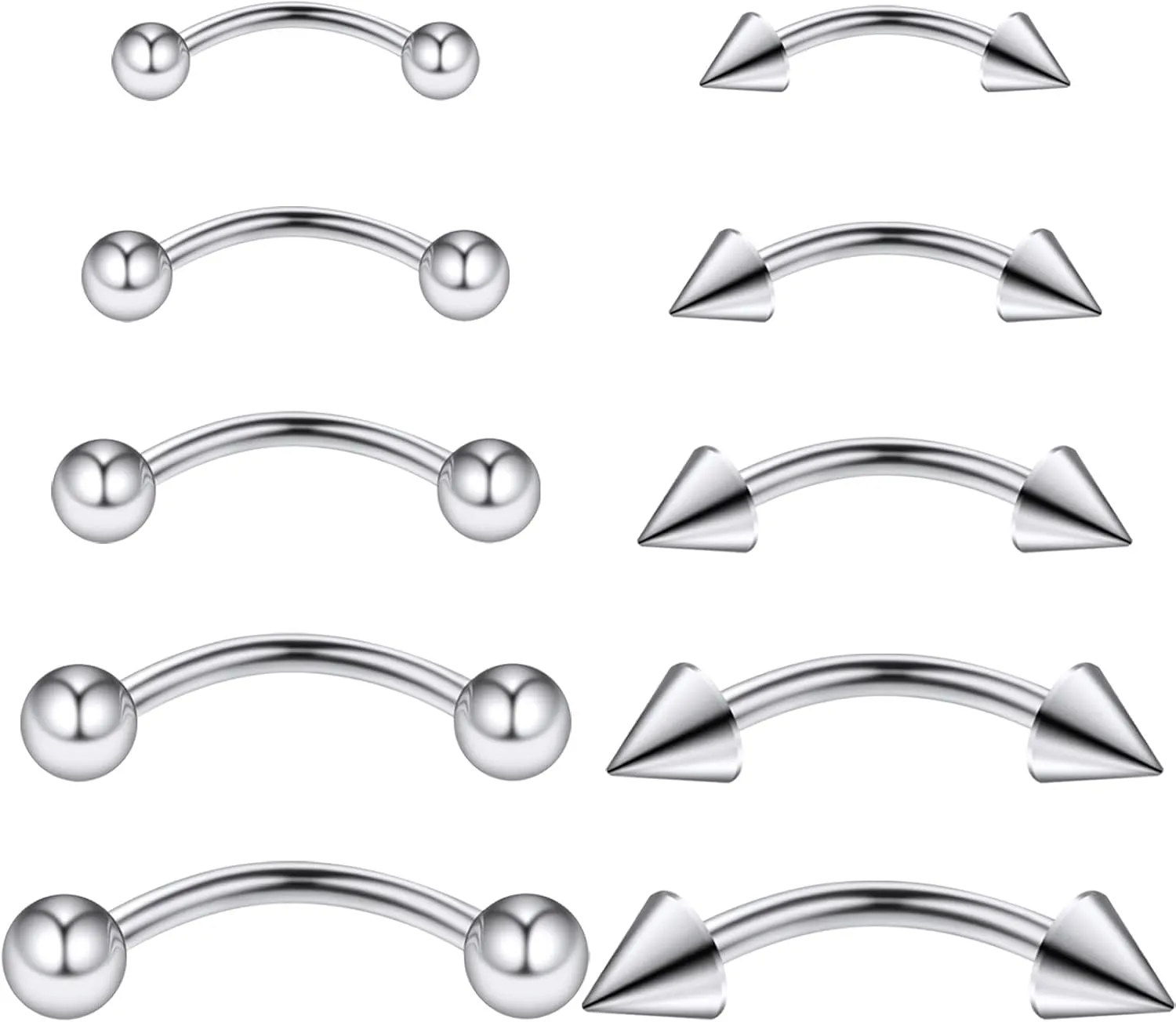 Yaalozei 16G 14G Eyebrow Rings Rook Piercing Jewelry Surgical Steel Curved Barbells Snake Eye Tongue Rings Vertical Lip Belly Rings Cartilage Helix Daith Earrings Piercing Jewelry for Women Men