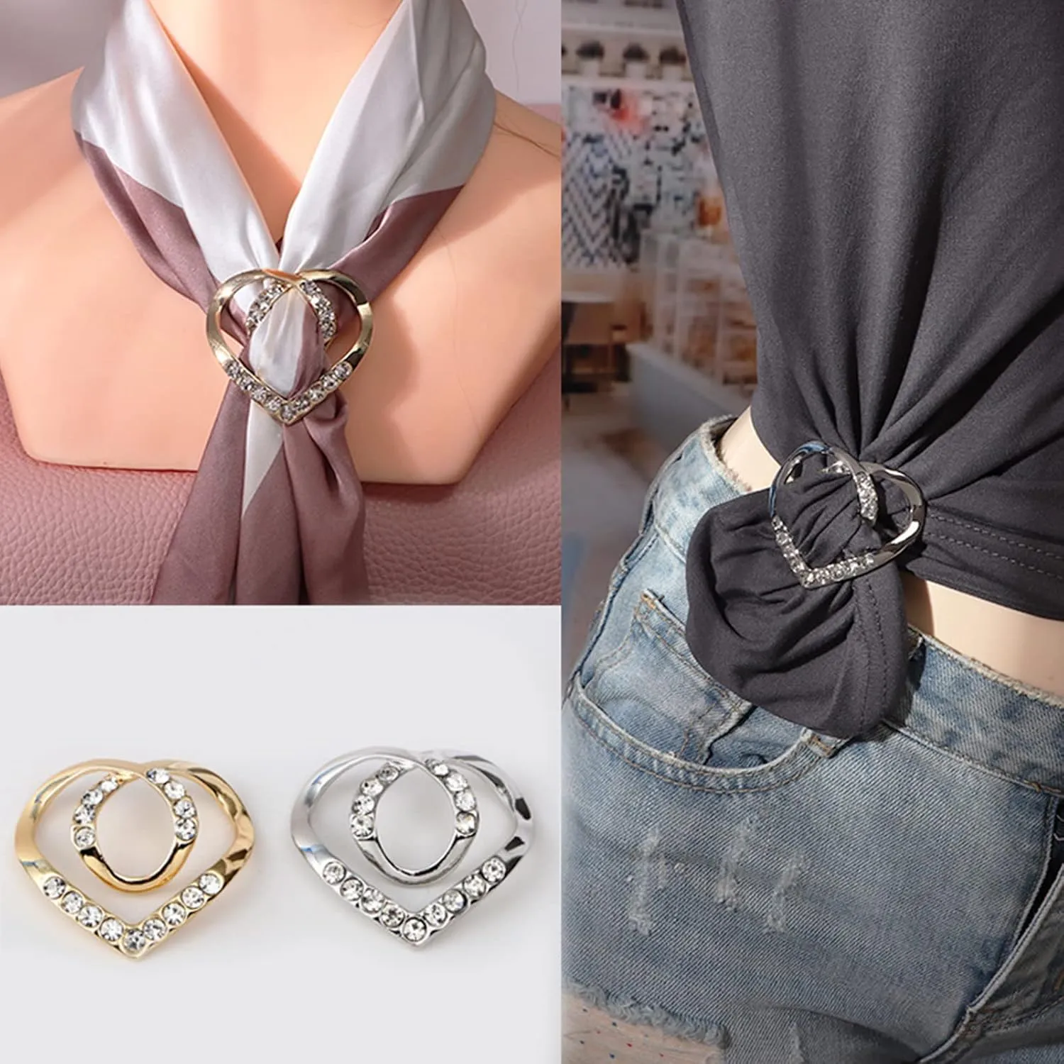 YANCHUN Scarf Ring Shirt Ties Clips for Women Clothing Metal Pearl Flower Round Circle Scarf Rings and Slides for Scarves Buckle for Women Trendy 2025