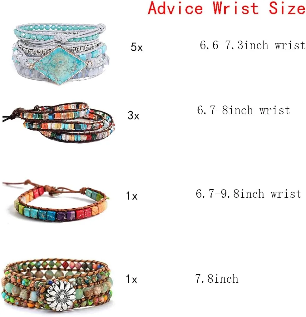 YGLINE Natural Stone Bracelet 5 Wraps Bracelet Handmade Blue Color Boho Bracelet for Women Bracelet